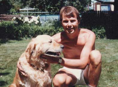 Joh Wordsworth as a young man with golden retriever