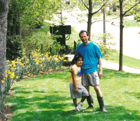 John Wordsworth with Jessica and daffodils