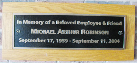 Mike Robinson plaque at Sure Flow