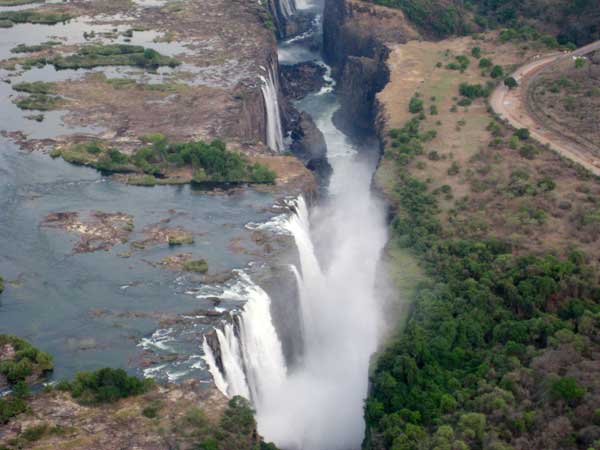 Victoria Falls from helicopter