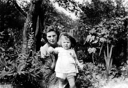 Hazel with Mom in Garden