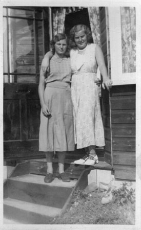 Joyce Florence Healy with friend Rosie on Canvey Island