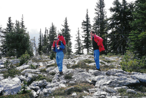 Purcell mountain hiking on rock