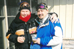 John Wordsworth and Danny Miles skiing at Craigleith feature